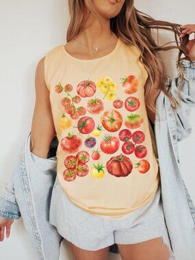 Tomato Tank Top 🍅🎨 | Watercolor Garden Aesthetic | Summer Gardener Gift